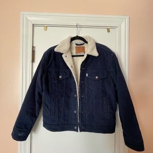 Levi’s Deep Blue Corduroy Jacket (lines w faux fur)